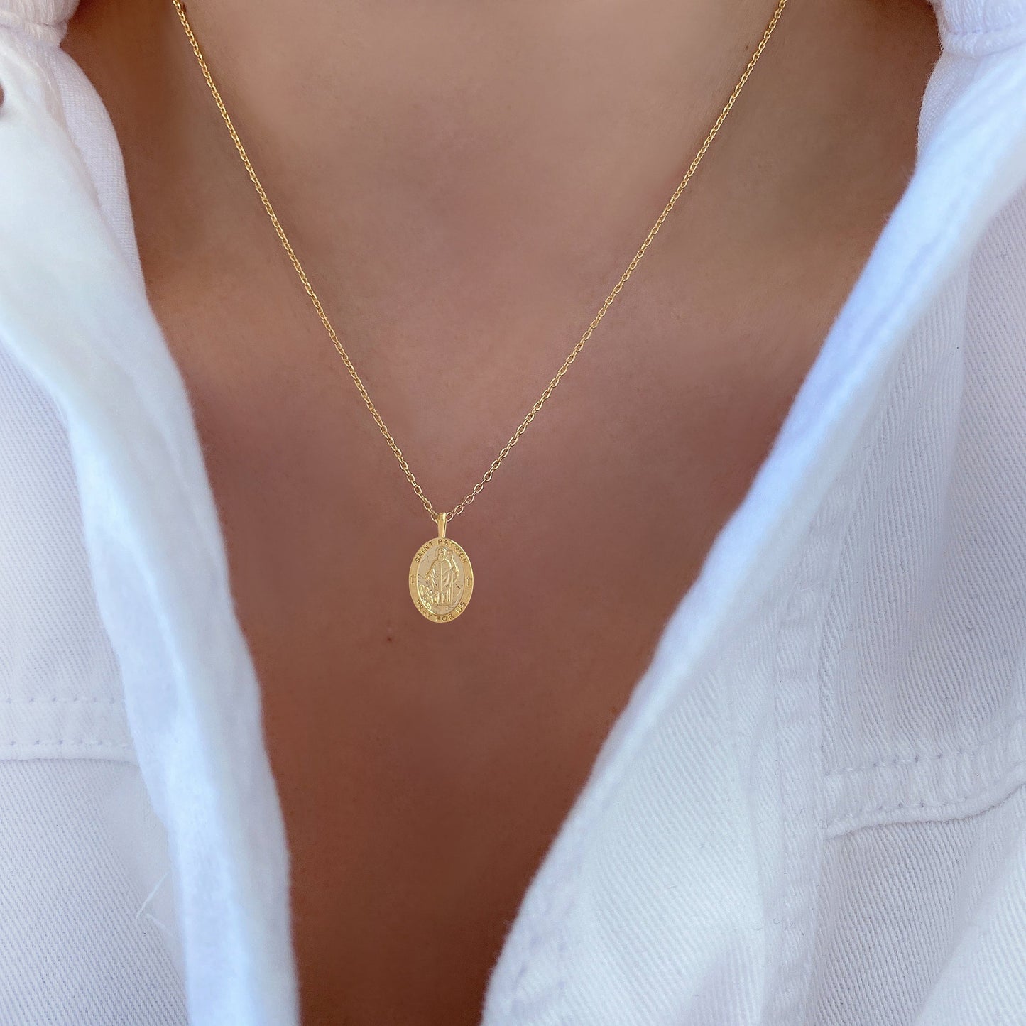 Medallion Pray For Us St Patrick Necklace