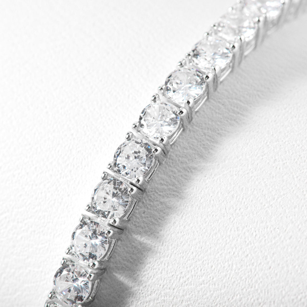 Tennis Cubic Zirconia Chain 925 Silver Bracelet