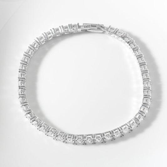 Tennis Cubic Zirconia Chain 925 Silver Bracelet