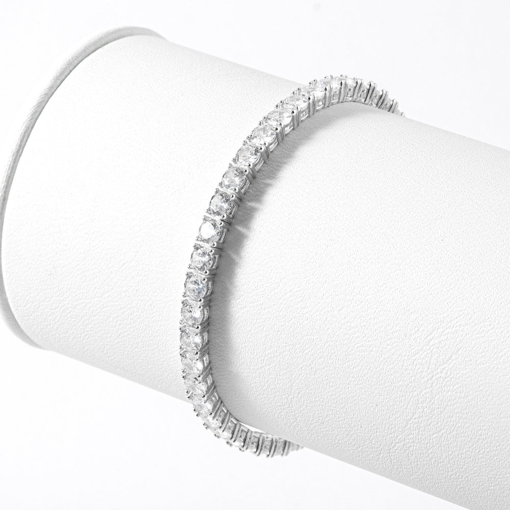 Tennis Cubic Zirconia Chain 925 Silver Bracelet