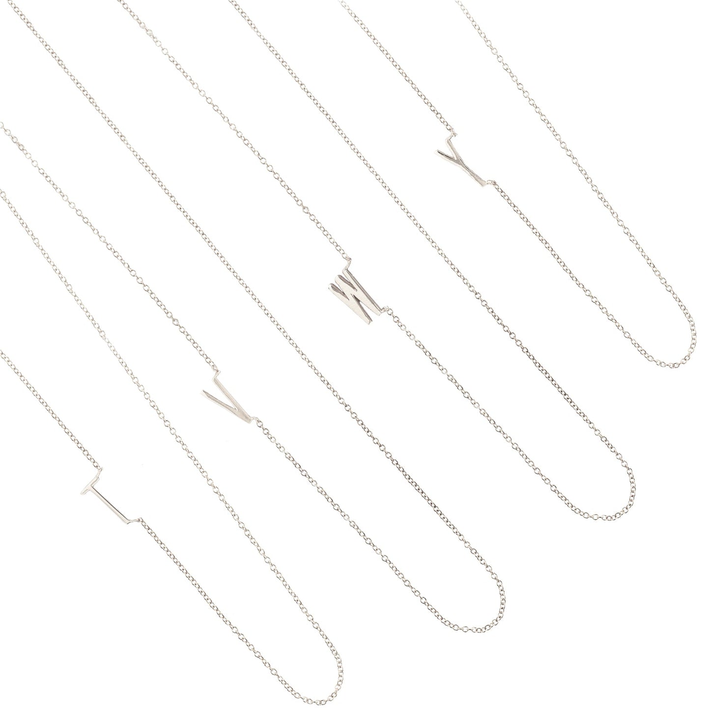 Initial Sideways Alphabet Letter Pendant Necklace