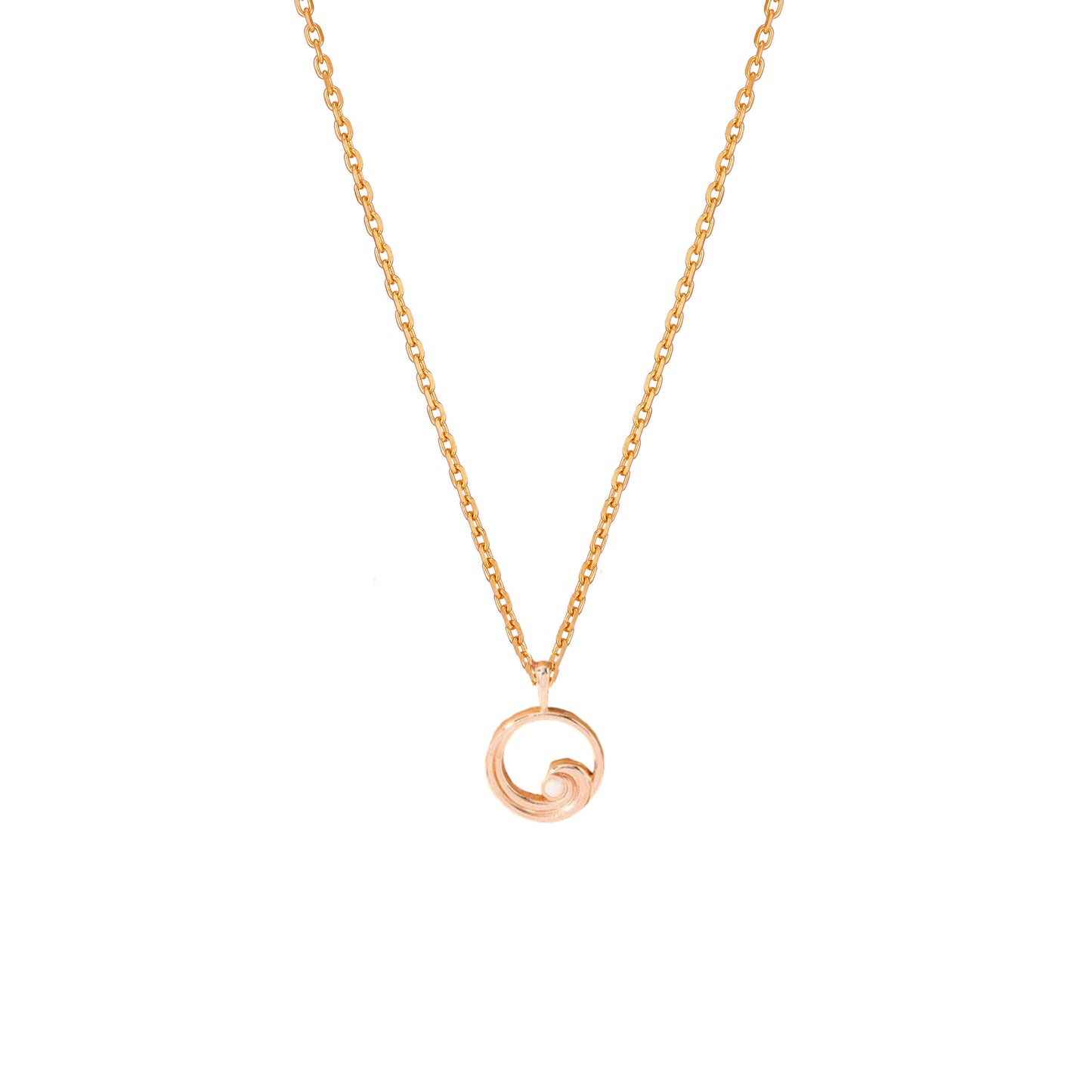 Wave Circle Disc Opal Stone Pendant Necklace
