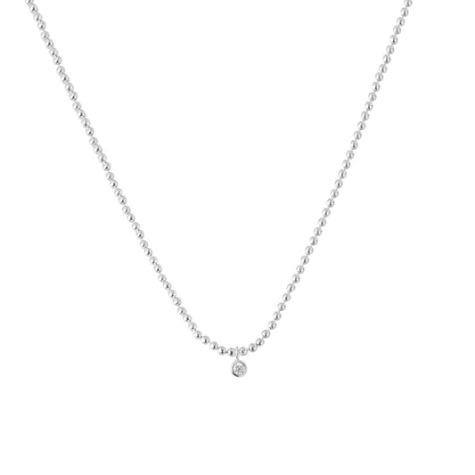 Tiny Dot Ball Chain CZ Bezel Charm Necklace