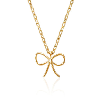 Wire Bow Tie Ribbon Pendant Charm Necklace