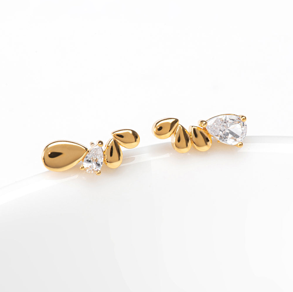 Oval Teardrops CZ Stud Earrings