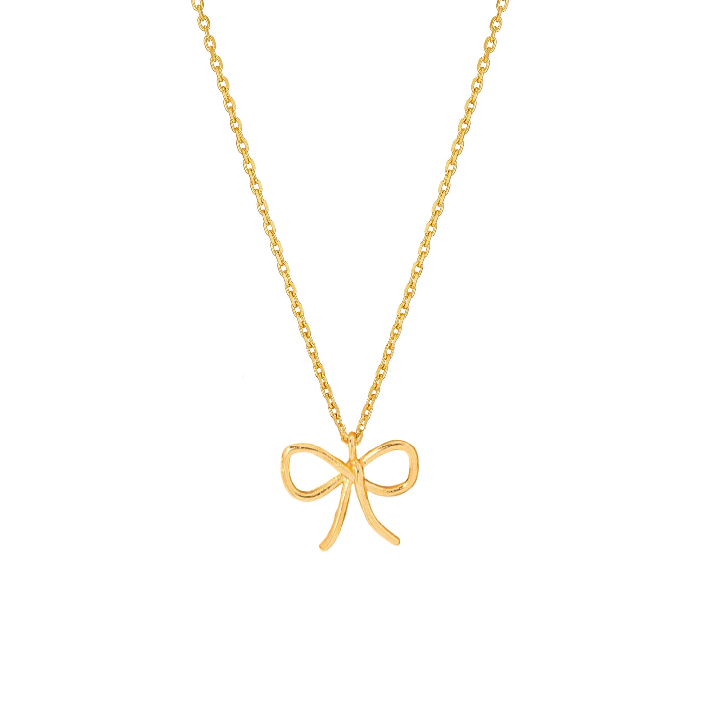 Wire Bow Tie Ribbon Pendant Charm Necklace