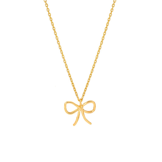 Wire Bow Tie Ribbon Pendant Charm Necklace