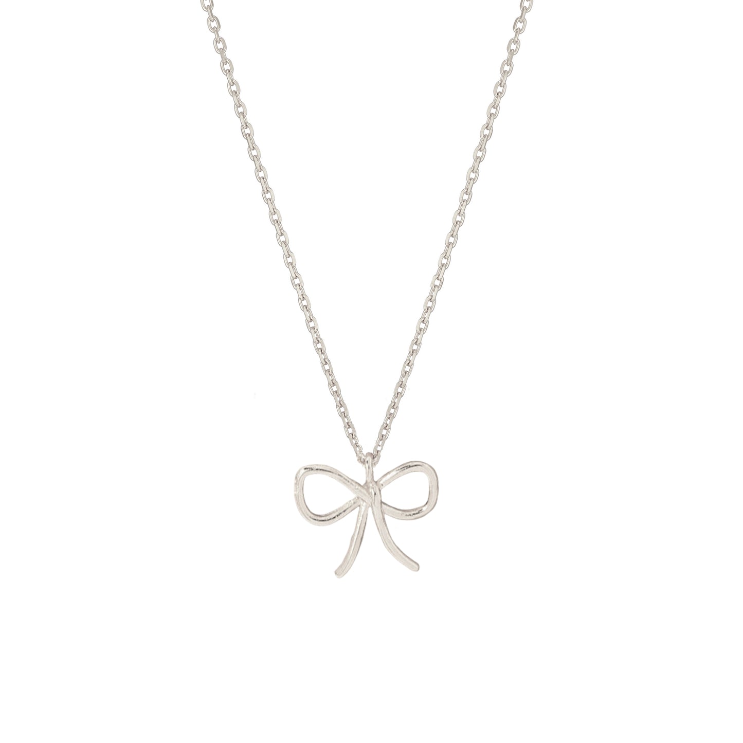 Wire Bow Tie Ribbon Pendant Charm Necklace