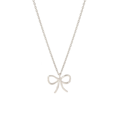 Wire Bow Tie Ribbon Pendant Charm Necklace