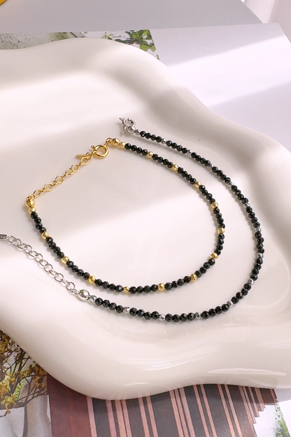 Black Spinel Gemstone Beads Bracelet