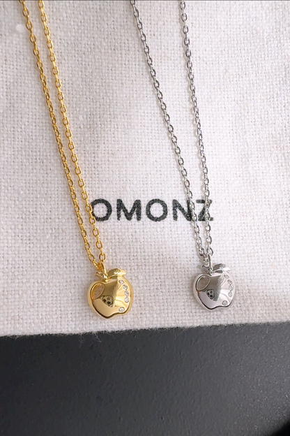 Tiny Apple Bite CZ Necklace