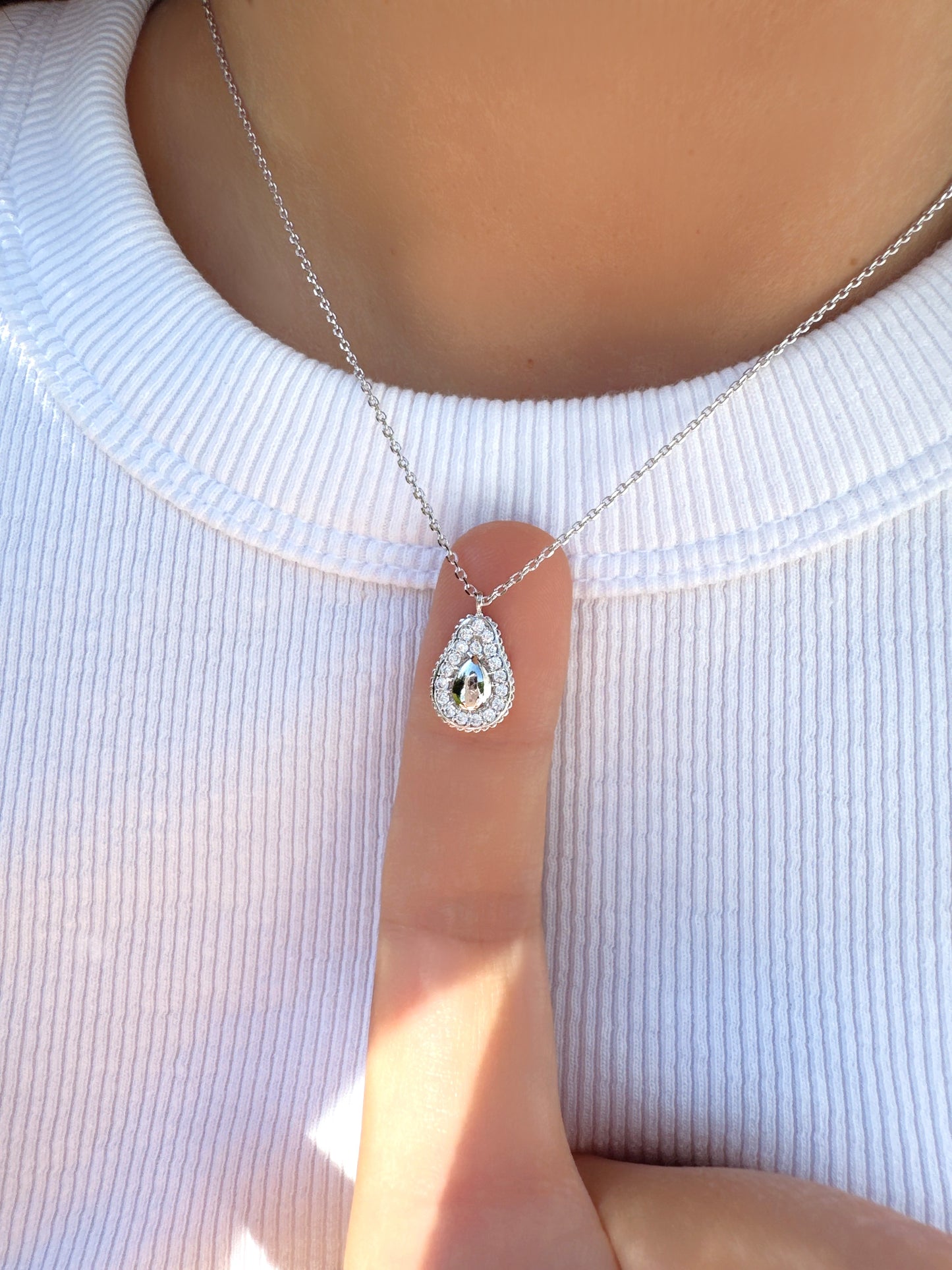 Avocado Cubic Zirconia Pendant Necklace