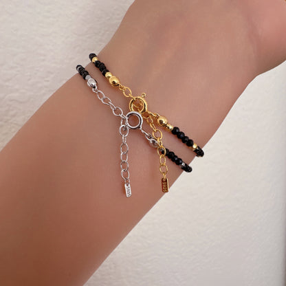 Black Spinel Gemstone Beads Bracelet