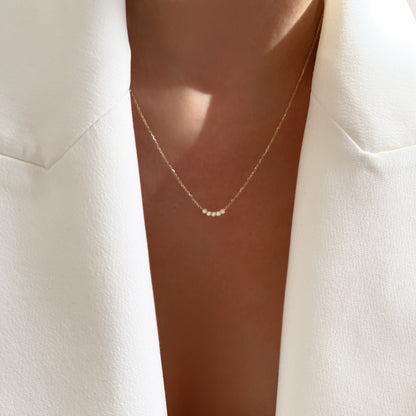 Five Tiny Bezel CZ Dot Charm Necklace