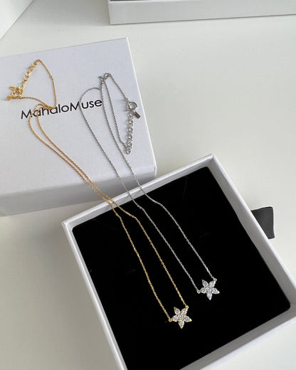 Five Leaves Flower CZ Necklace