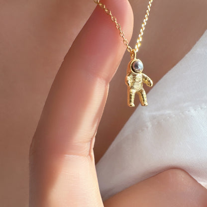 Space Astronaut Two-Tone Mix Pendant Necklace