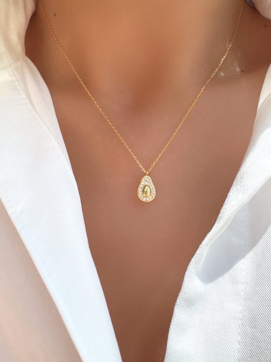 Avocado Cubic Zirconia Pendant Necklace