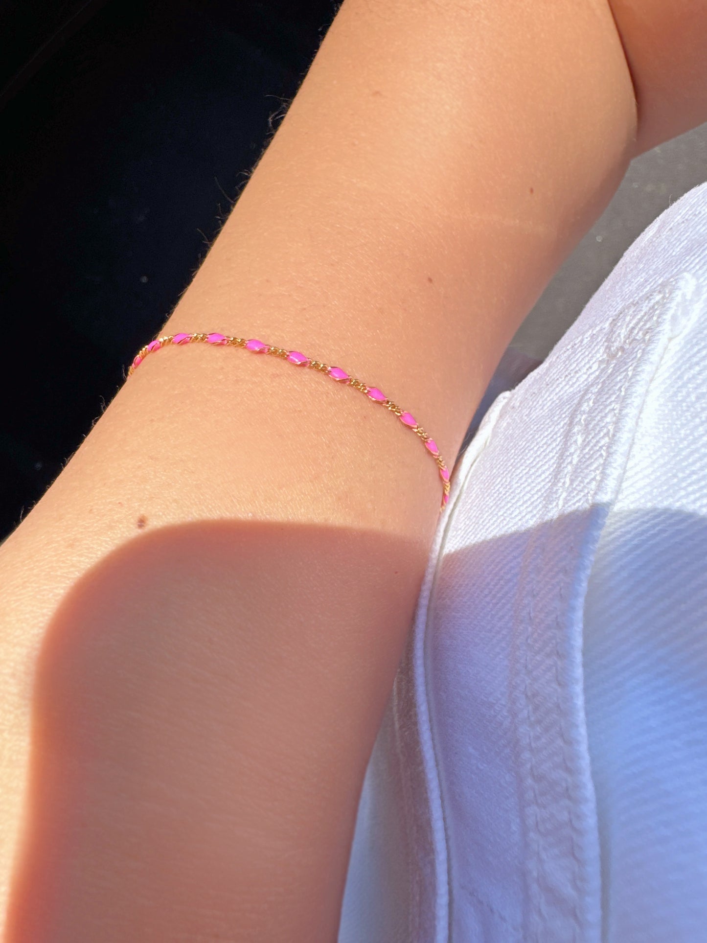 Color Enamel Bead Station Chain Bracelet Solid Silver