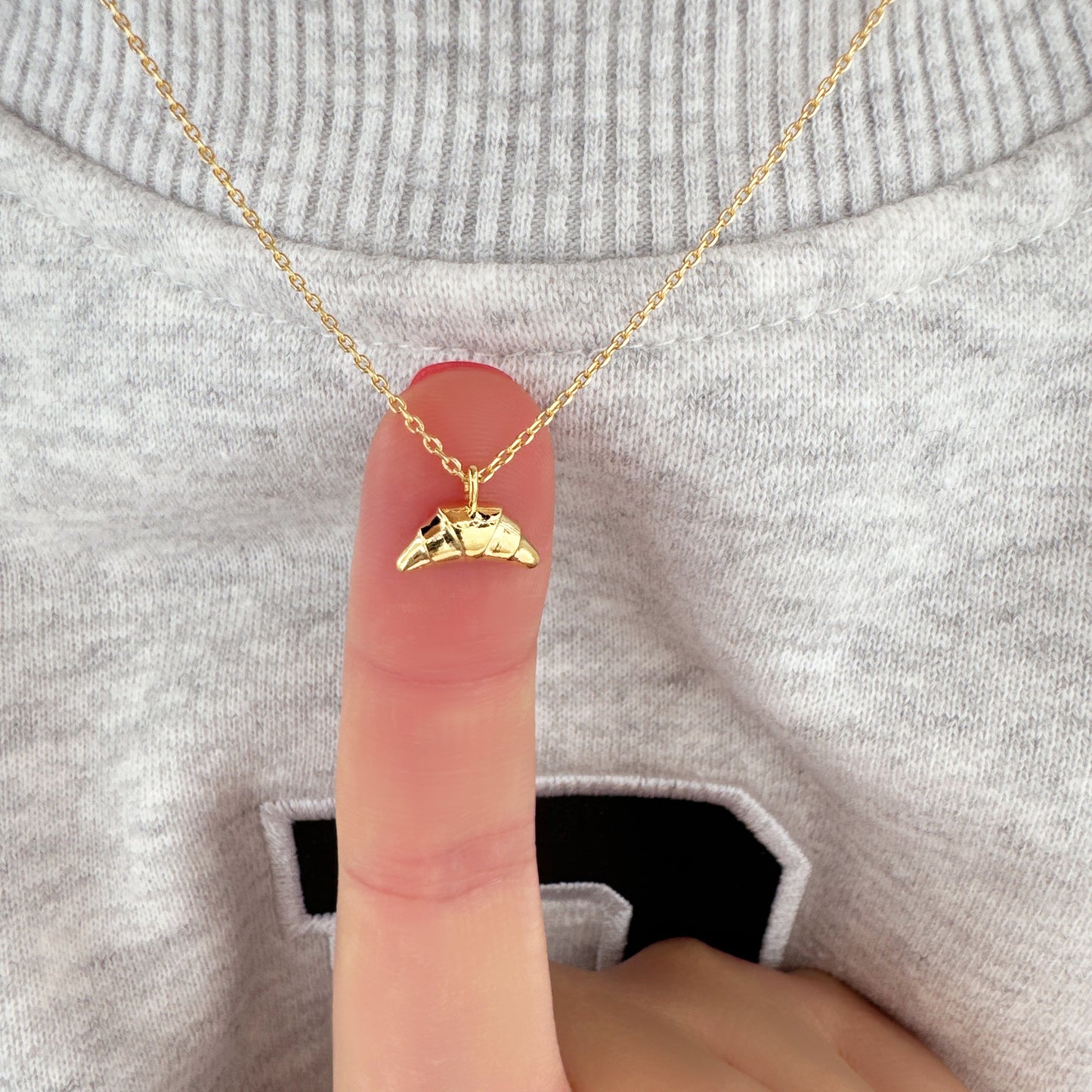 Tiny Croissant Pendant Necklace