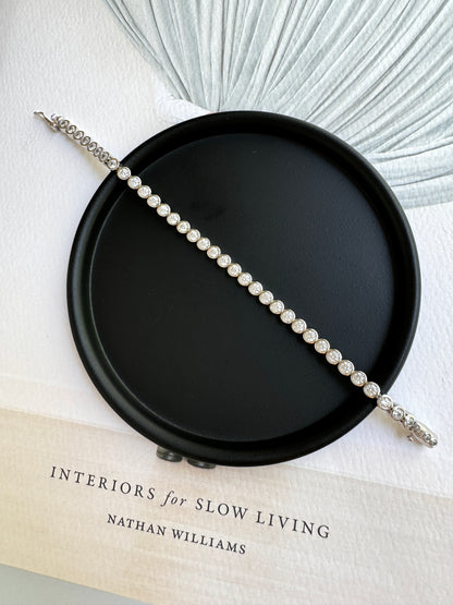Tennis Bracelet Solid Bezel Cubic Zirconia