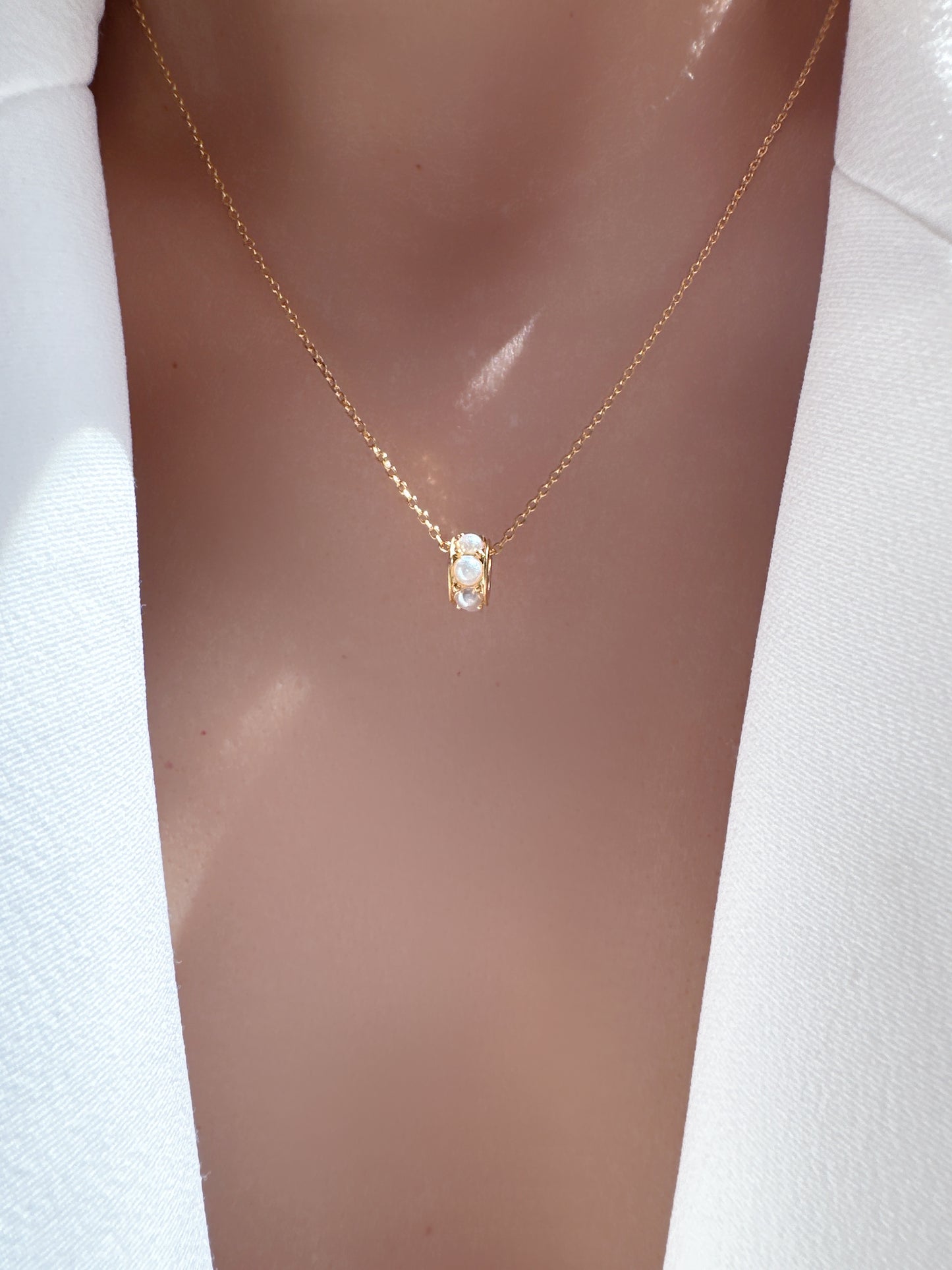 Pearl Cylinder Pendant Necklace