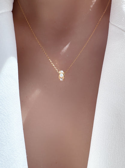 Pearl Cylinder Pendant Necklace