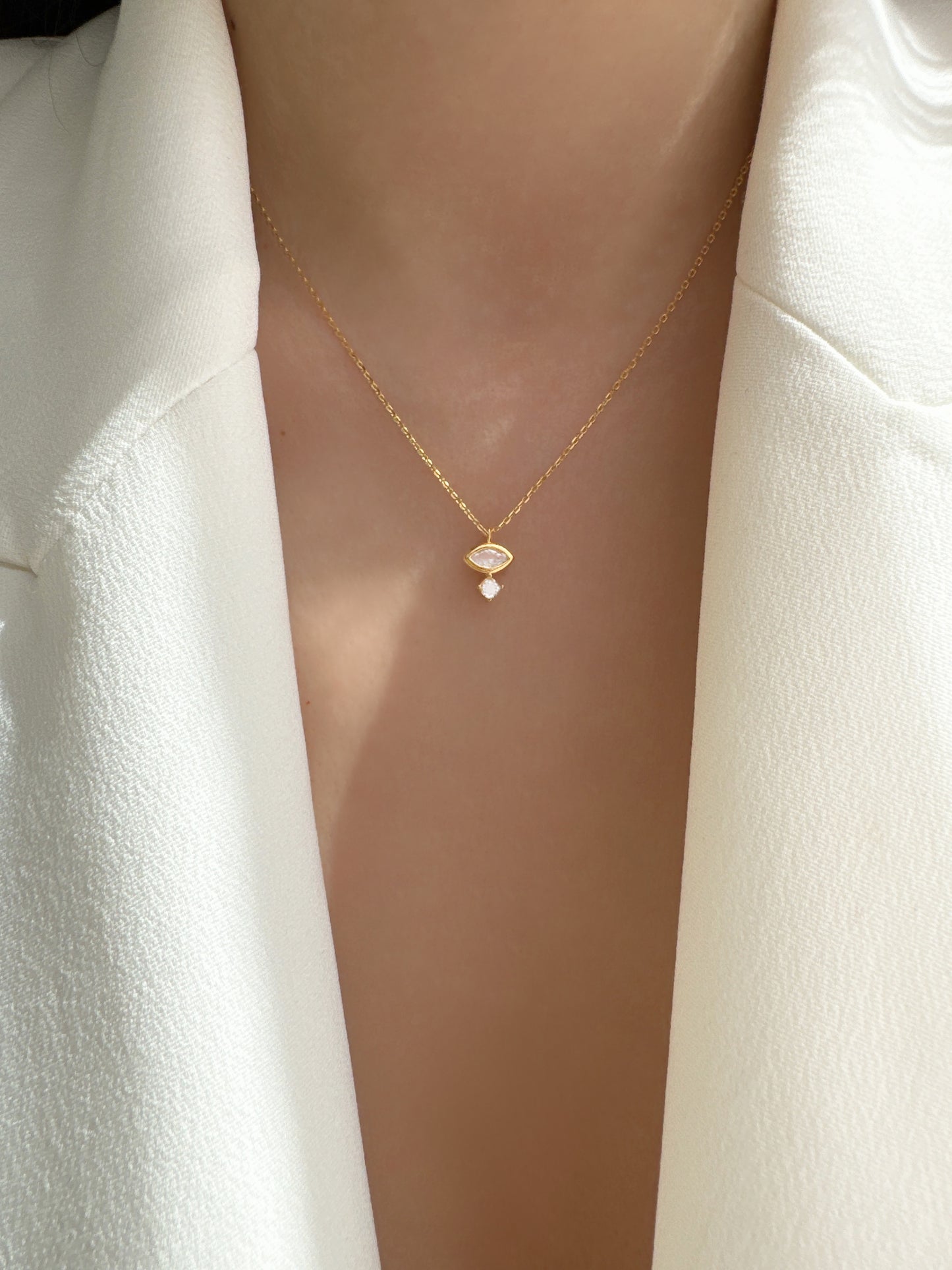 2 CZ Stone Solitaire Necklace