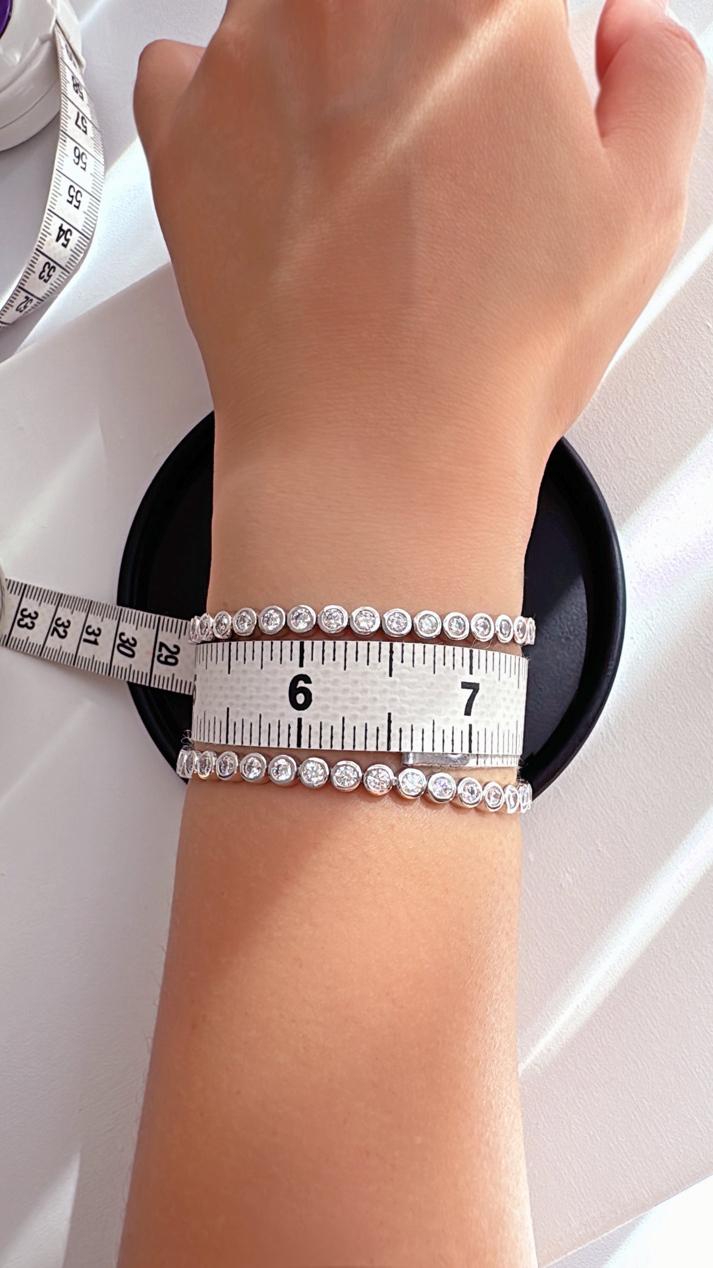 Tennis Bracelet Solid Bezel Cubic Zirconia