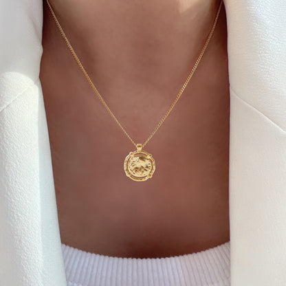 Hammered Medallion Pendant Necklace