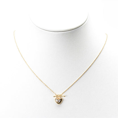 Heart Lock Toggle Bar Pendant Necklace