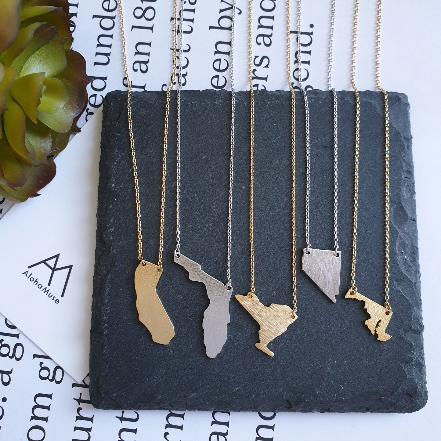 Nevada State Map Necklace