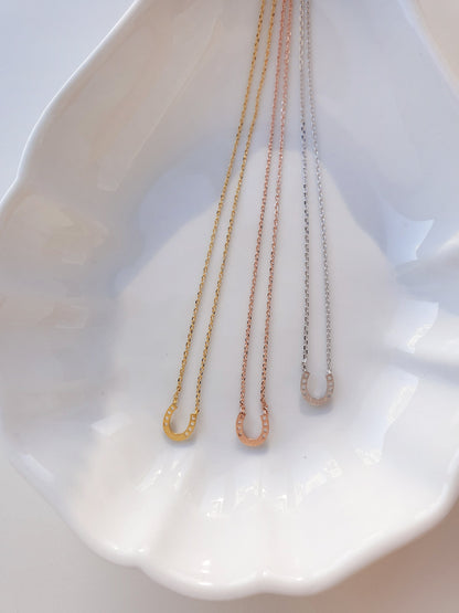 Horseshoe Tiny 4 Punch Pendant Necklace