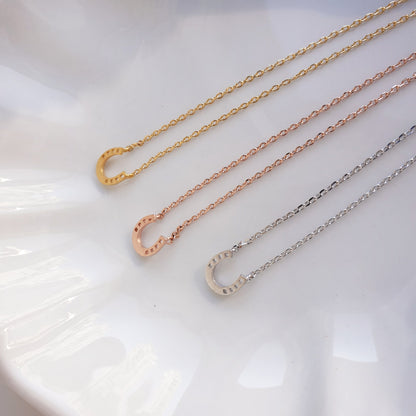Horseshoe Tiny 4 Punch Pendant Necklace