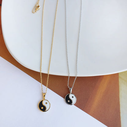 Yin Yang Pendant Black White Necklace