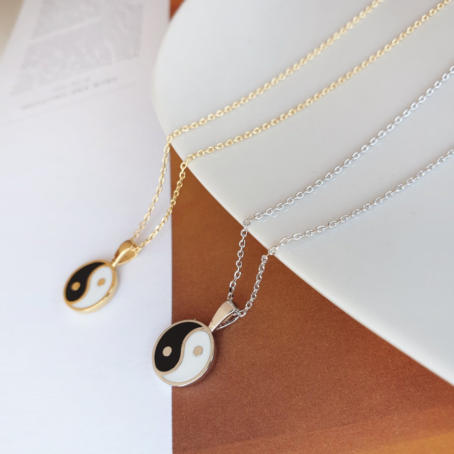 Yin Yang Pendant Black White Necklace