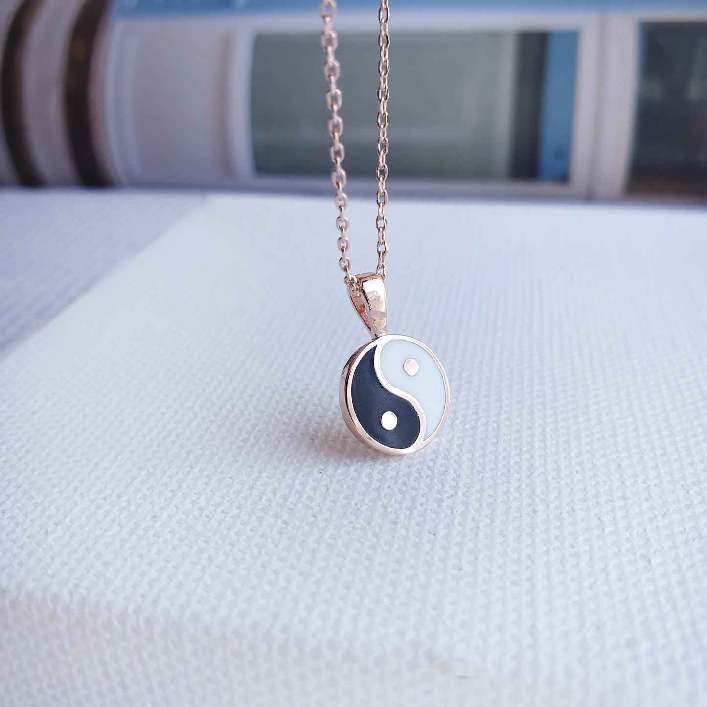 Yin Yang Pendant Black White Necklace