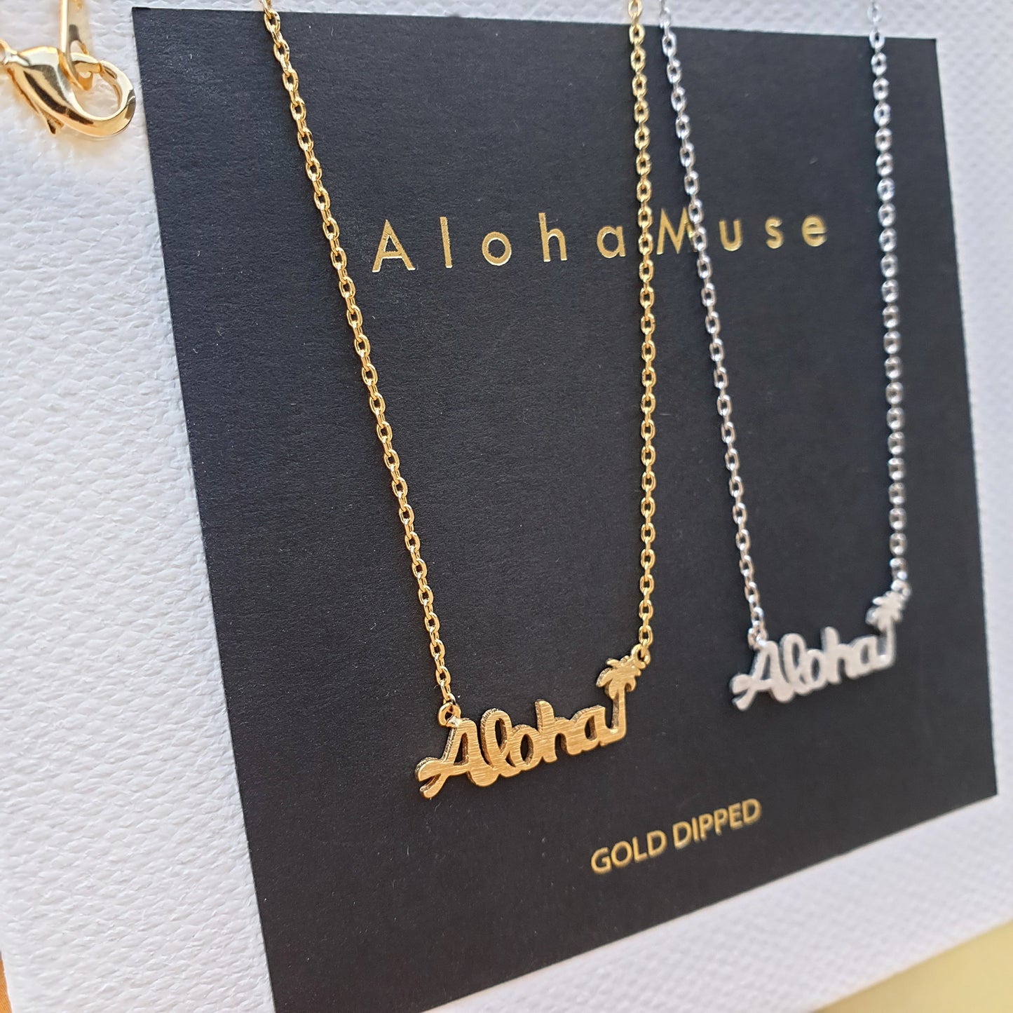 Hawaii Aloha Palm tree Letter Pendant Necklace