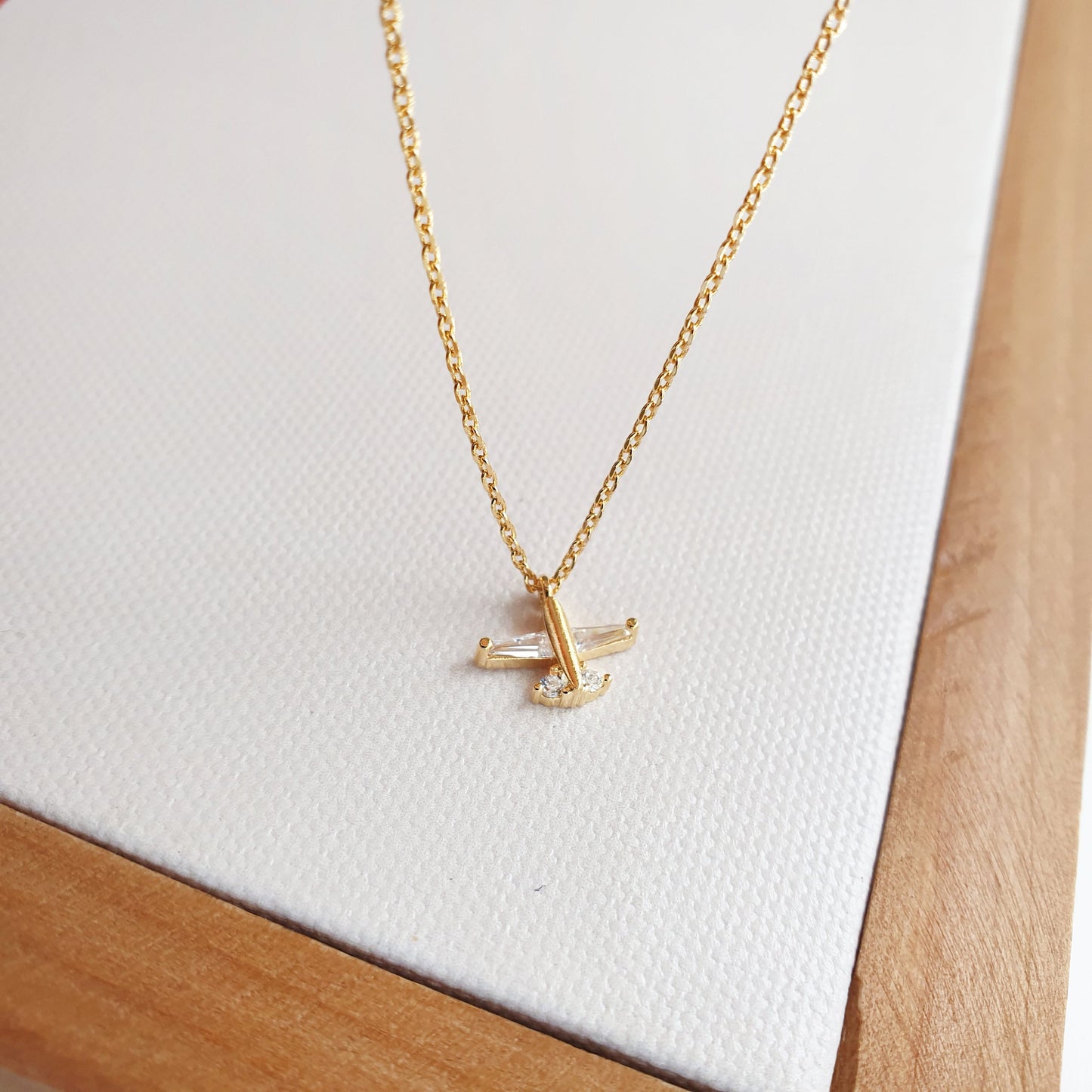 Airplane Charm Cubic Zirconia Necklace