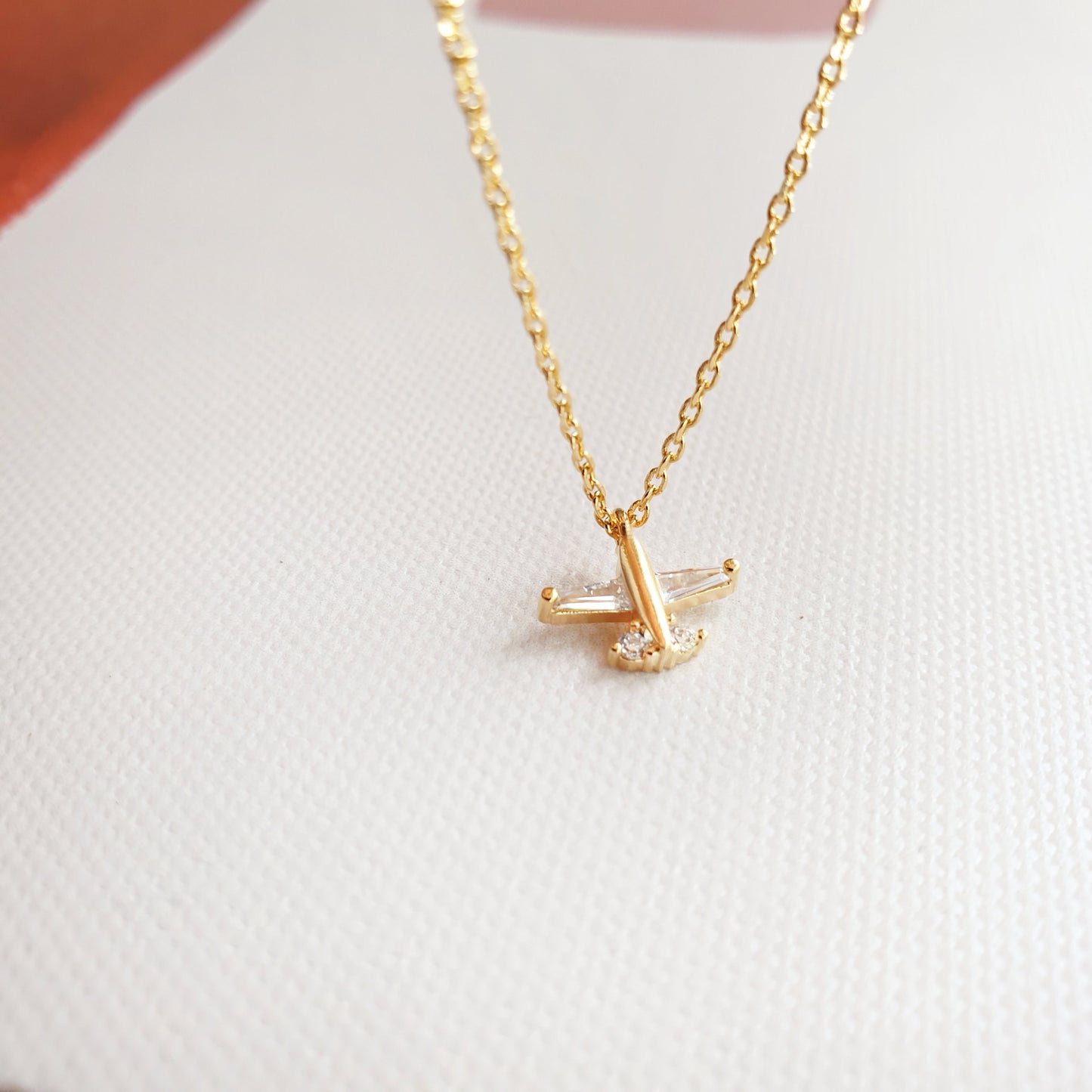 Airplane Charm Cubic Zirconia Necklace