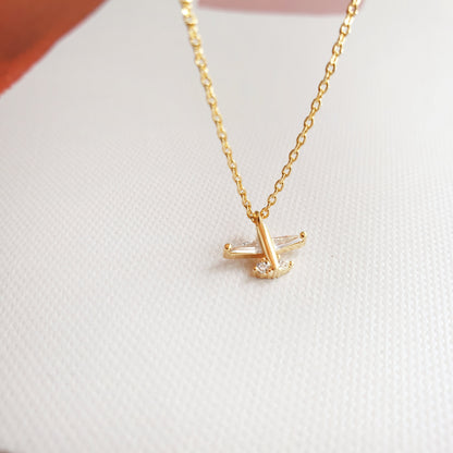 Airplane Charm Cubic Zirconia Necklace