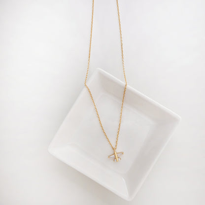 Airplane Charm Cubic Zirconia Necklace