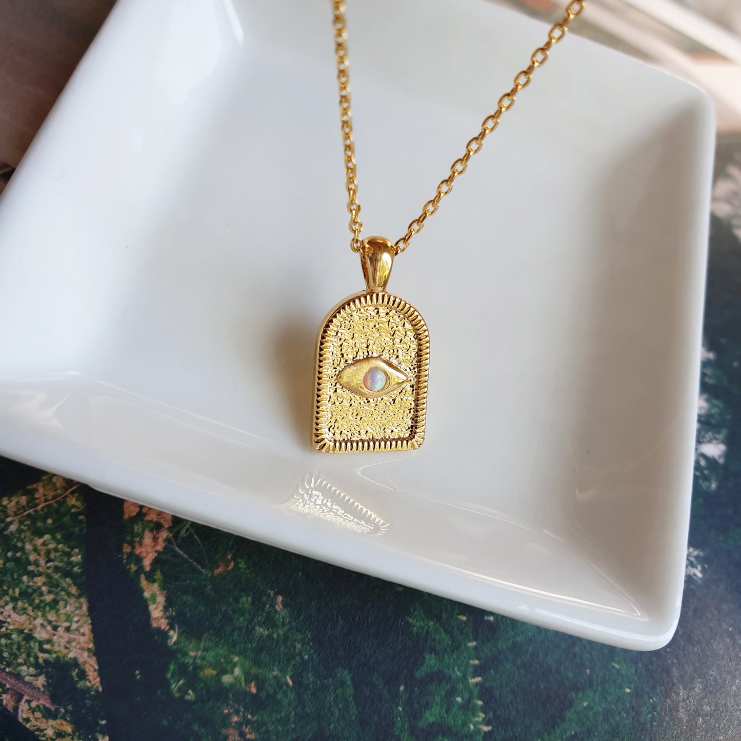 Arch Dorm Hamsa Eye Charm Necklace