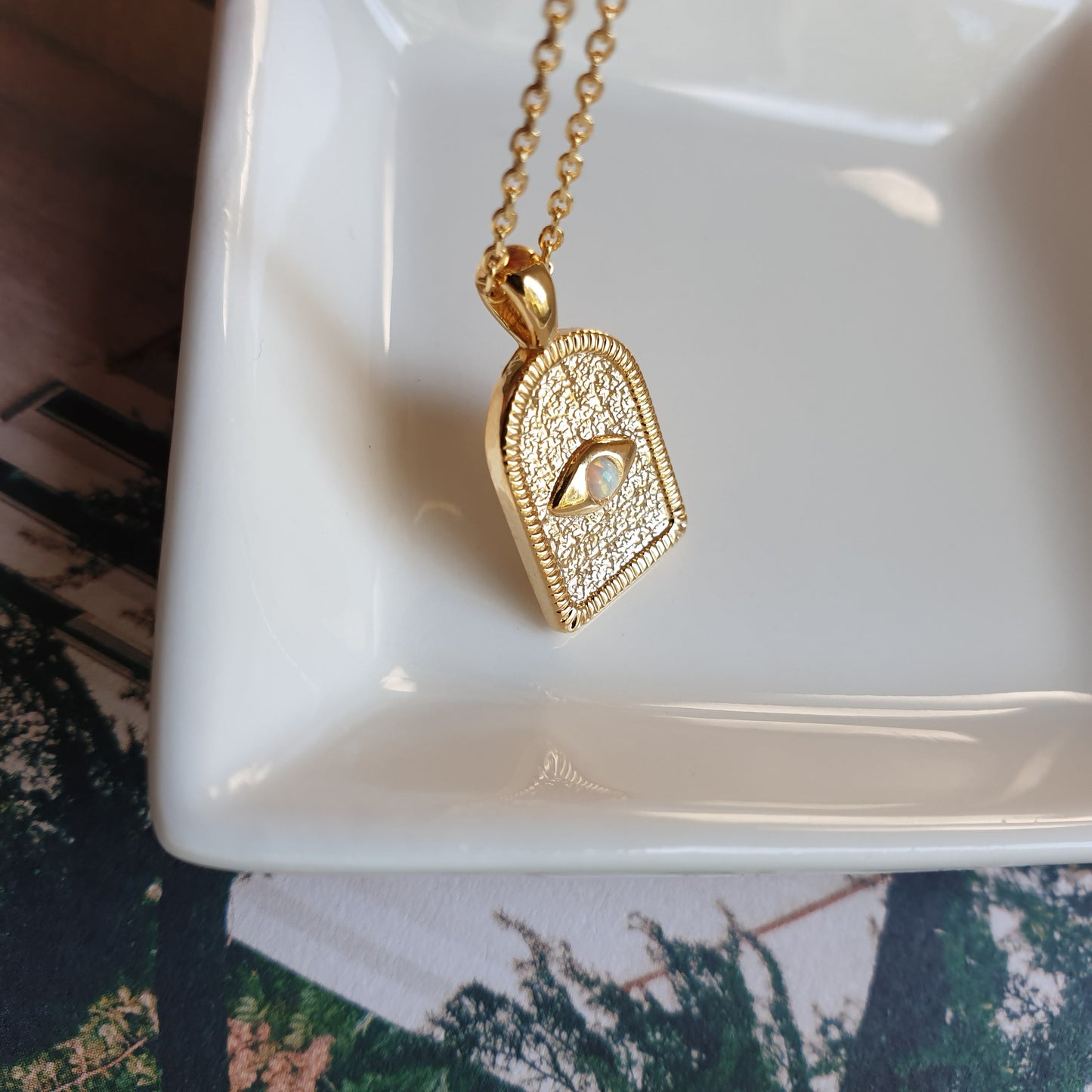 Arch Dorm Hamsa Eye Charm Necklace