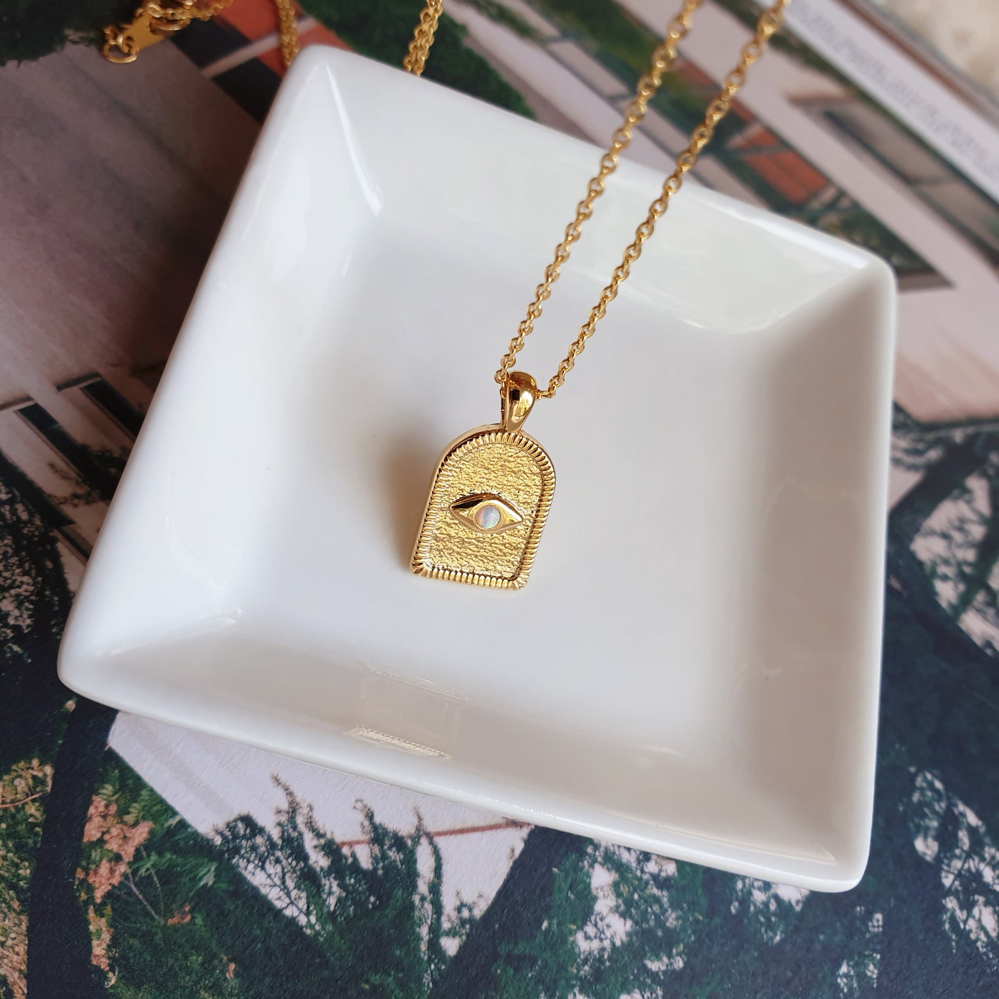 Arch Dorm Hamsa Eye Charm Necklace