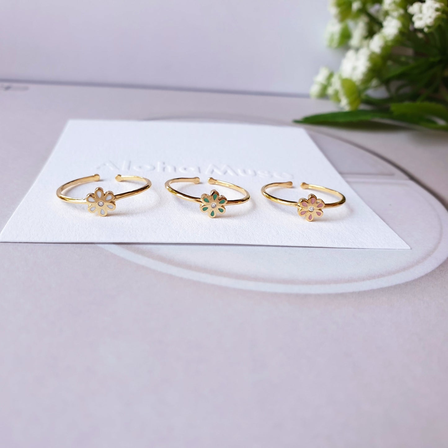 Tiny Color Flower Daisy Cute Ring adjustable