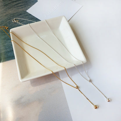 Lariat Y Tiny Ball Connected Necklace