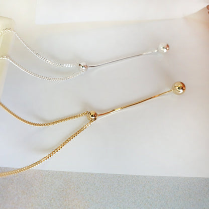 Lariat Y Tiny Ball Connected Necklace