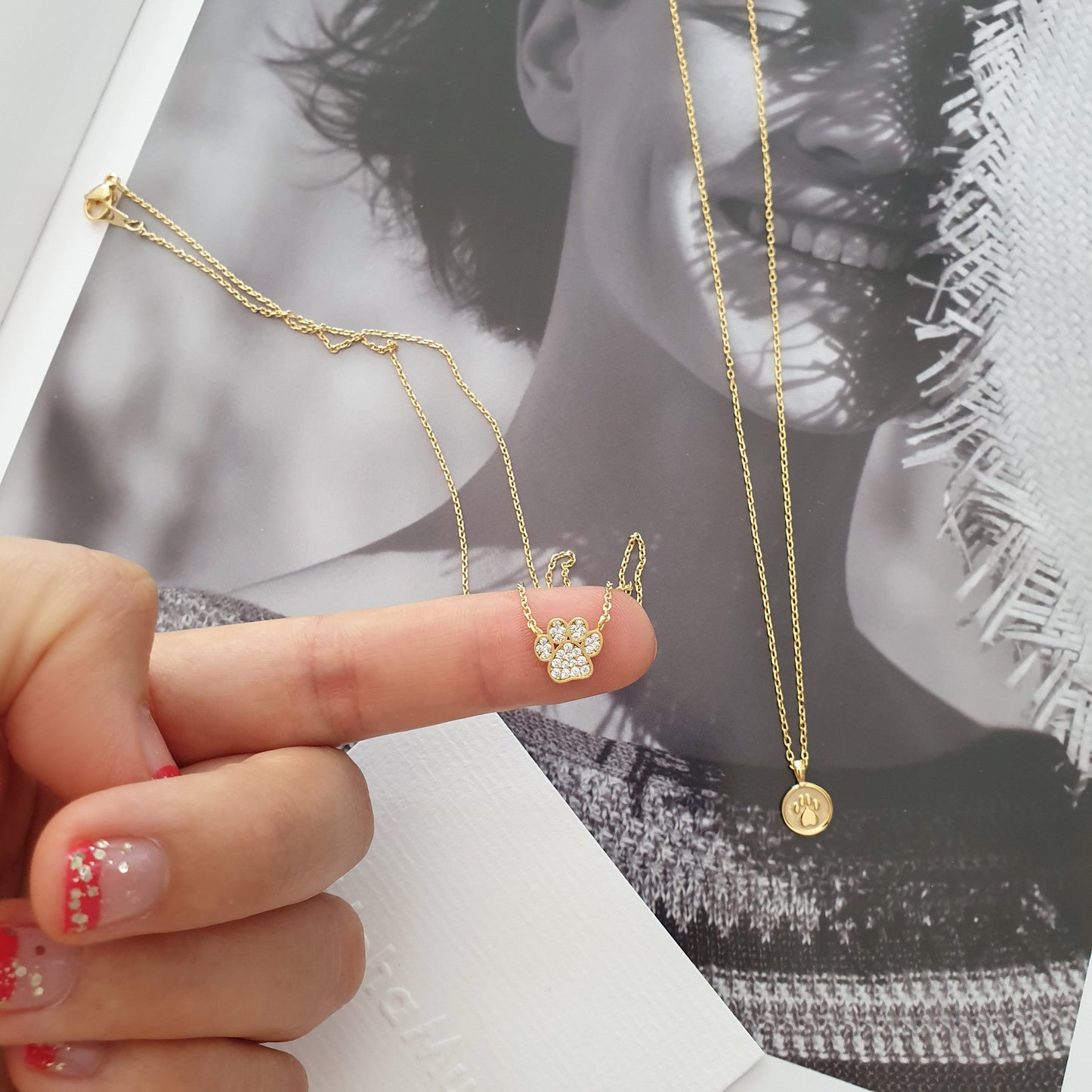 Dog Paw Coin Cubic Zirconia Necklace
