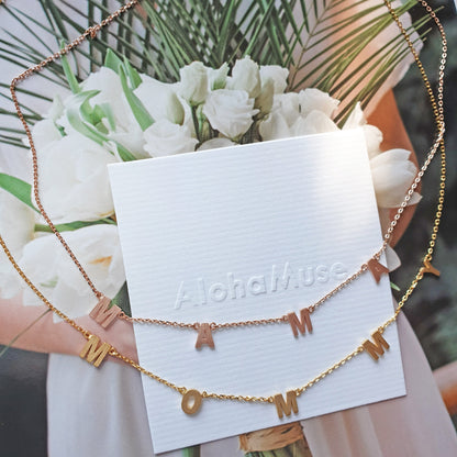 Mama Letter Spaced Station Charm Necklace