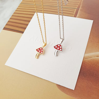 Mushroom Red Pendant Necklace